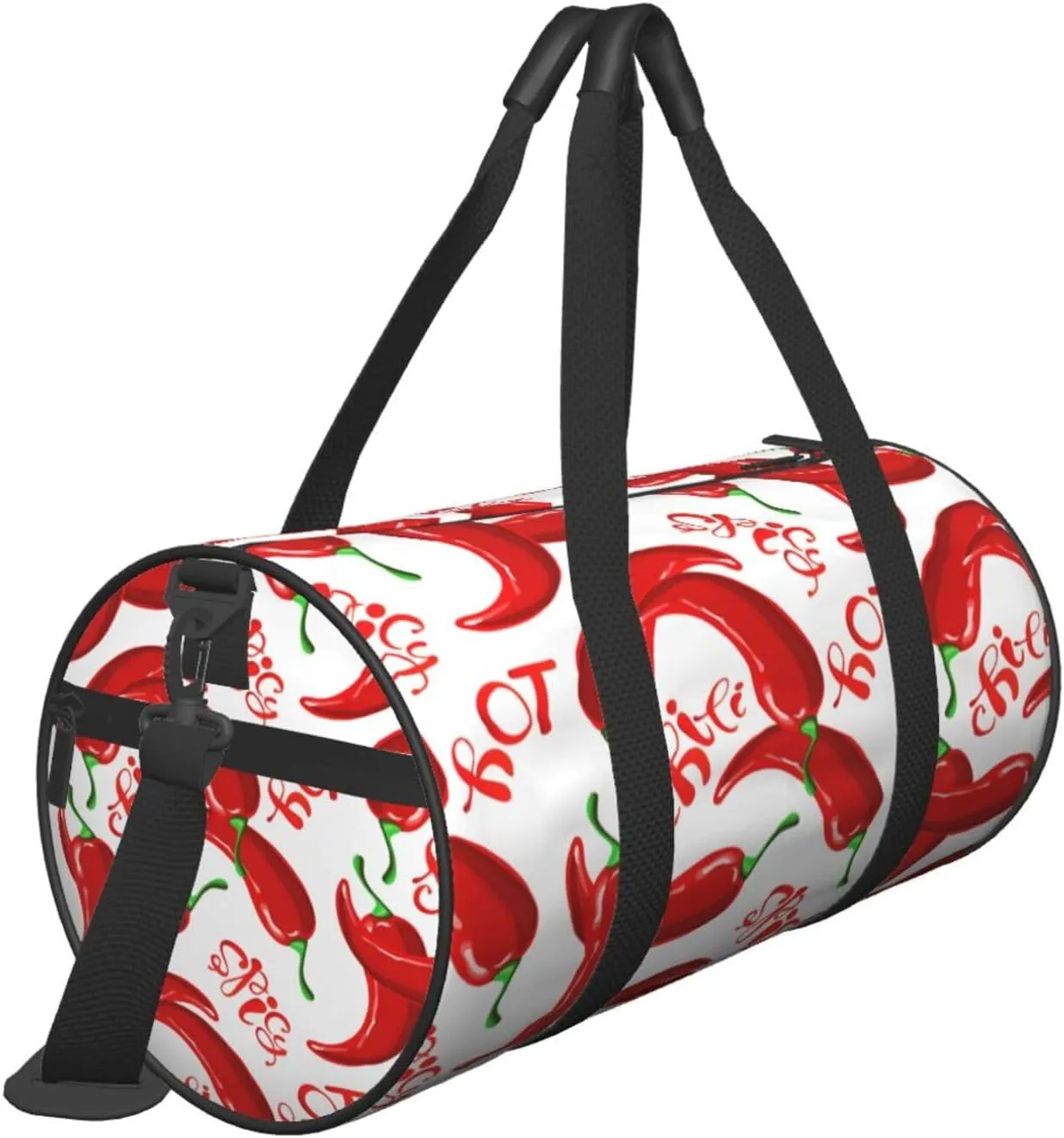 Hot Red Chili Round Travel Duffel Bag Large Capacity Gym Sports Bags for Hiking Vacation Trips