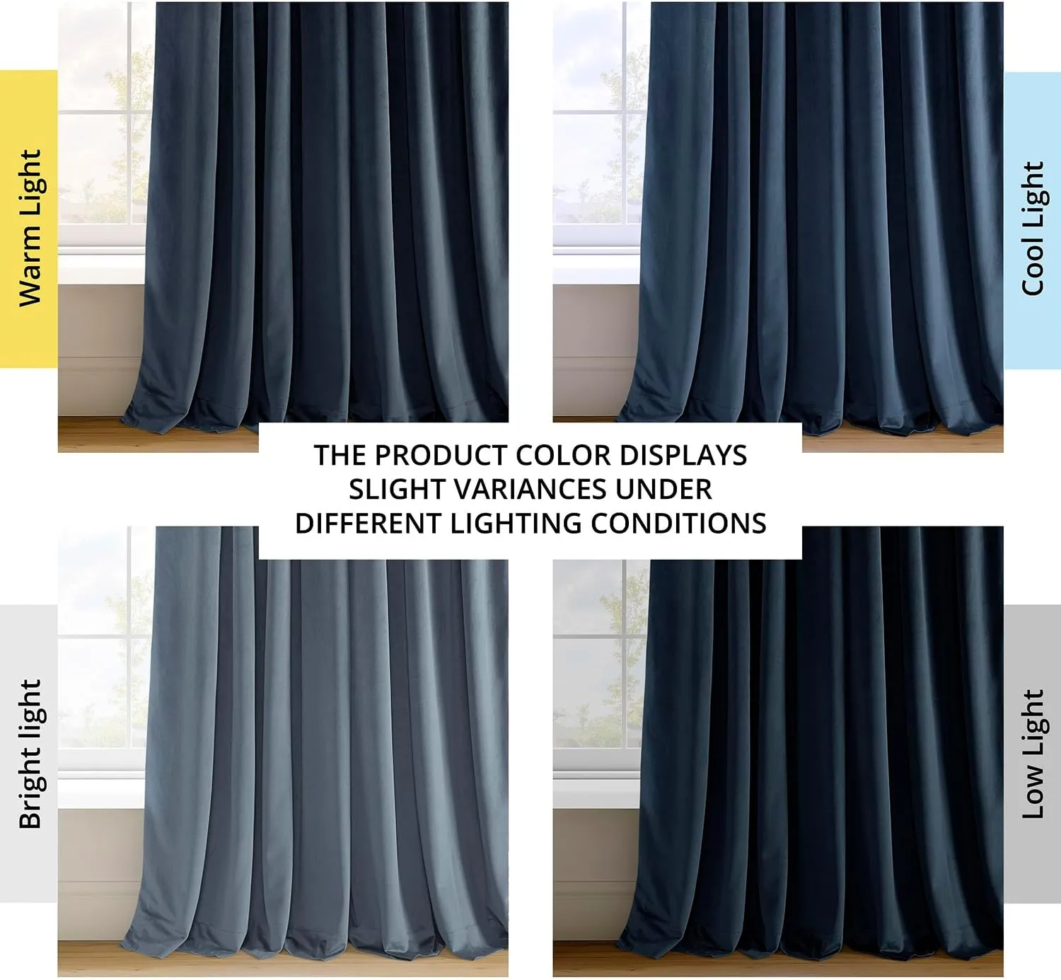 HPD Half Price Drapes Velvet Blackout Curtains/Drapes - 108 Inches Long 1 Panel Blackout Curtain Signature Pleated for Living Room & Bedroom - 25W X 108L, Midnight Blue