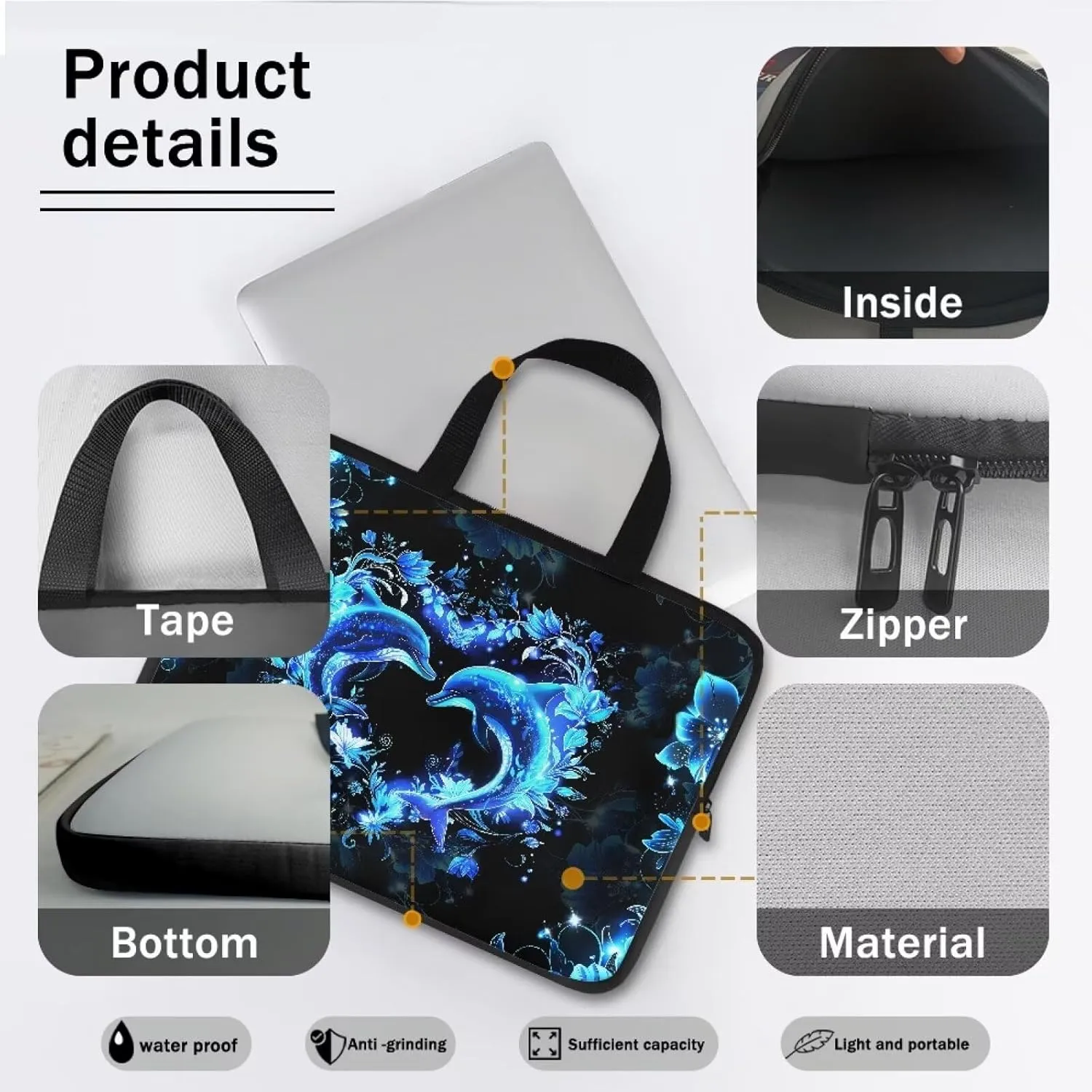 HUGS IDEA Computer Bag Laptop Sleeve Carrying Case with Handle Zipper Notebook Messenger Briefcase
