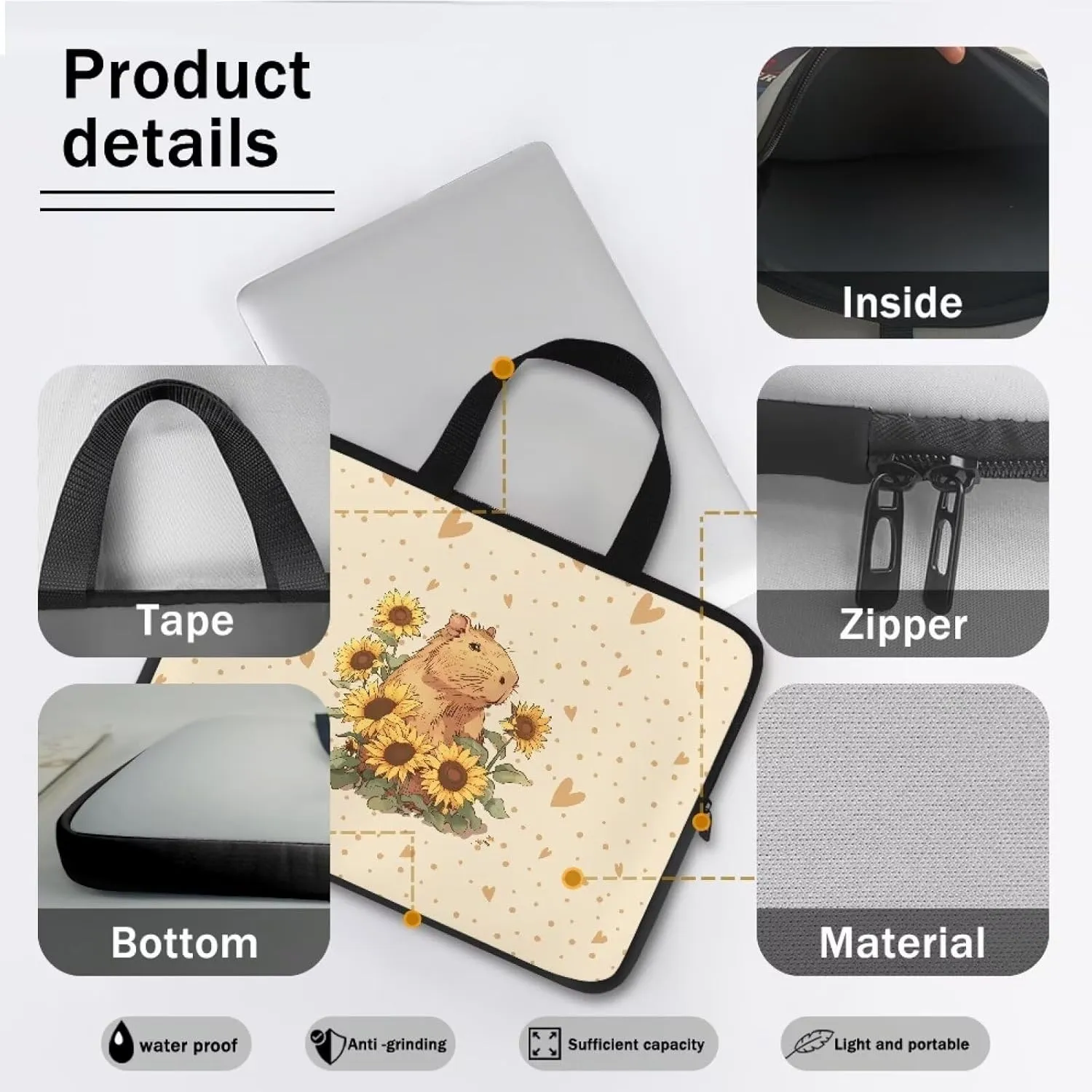 HUGS IDEA Computer Bag Laptop Sleeve Carrying Case with Handle Zipper Notebook Messenger Briefcase