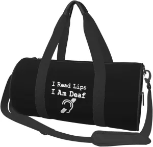 I Am Deaf I Read Lips Convertible Garment Bag with Shoulder Strap, Carry on Garment Duffel Bag for Men Women - Rolling Foldable for Travel Luggage Bags (Black)