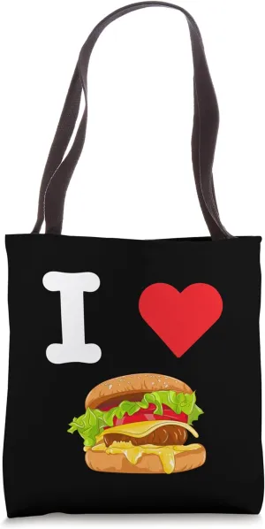 I Love Hamburger American Food Bun Patty Cheese Lettuce Tote Bag