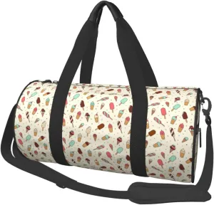 Ice Cream Beige Sports Gym Duffel Bag For Men Women Weekender Travel Workout Training Handbag