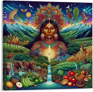 IGAWYPGV Pachamama, Inca-godin from The past to The Present, Inca-mythology Art Painting Poster1 Canvas Art Wall Printing Office Bedroom Aesthetic Living Room 24x24inch(60x60cm) Frame-style
