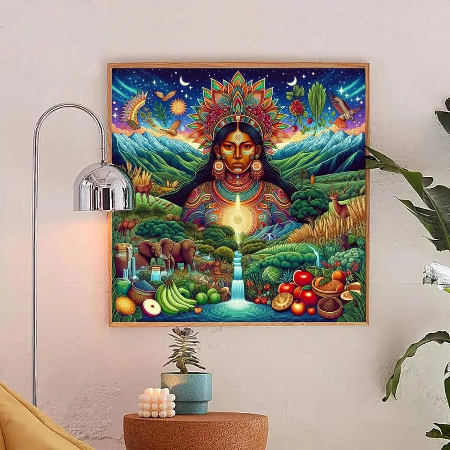 IGAWYPGV Pachamama, Inca-godin from The past to The Present, Inca-mythology Art Painting Poster1 Canvas Art Wall Printing Office Bedroom Aesthetic Living Room 24x24inch(60x60cm) Frame-style