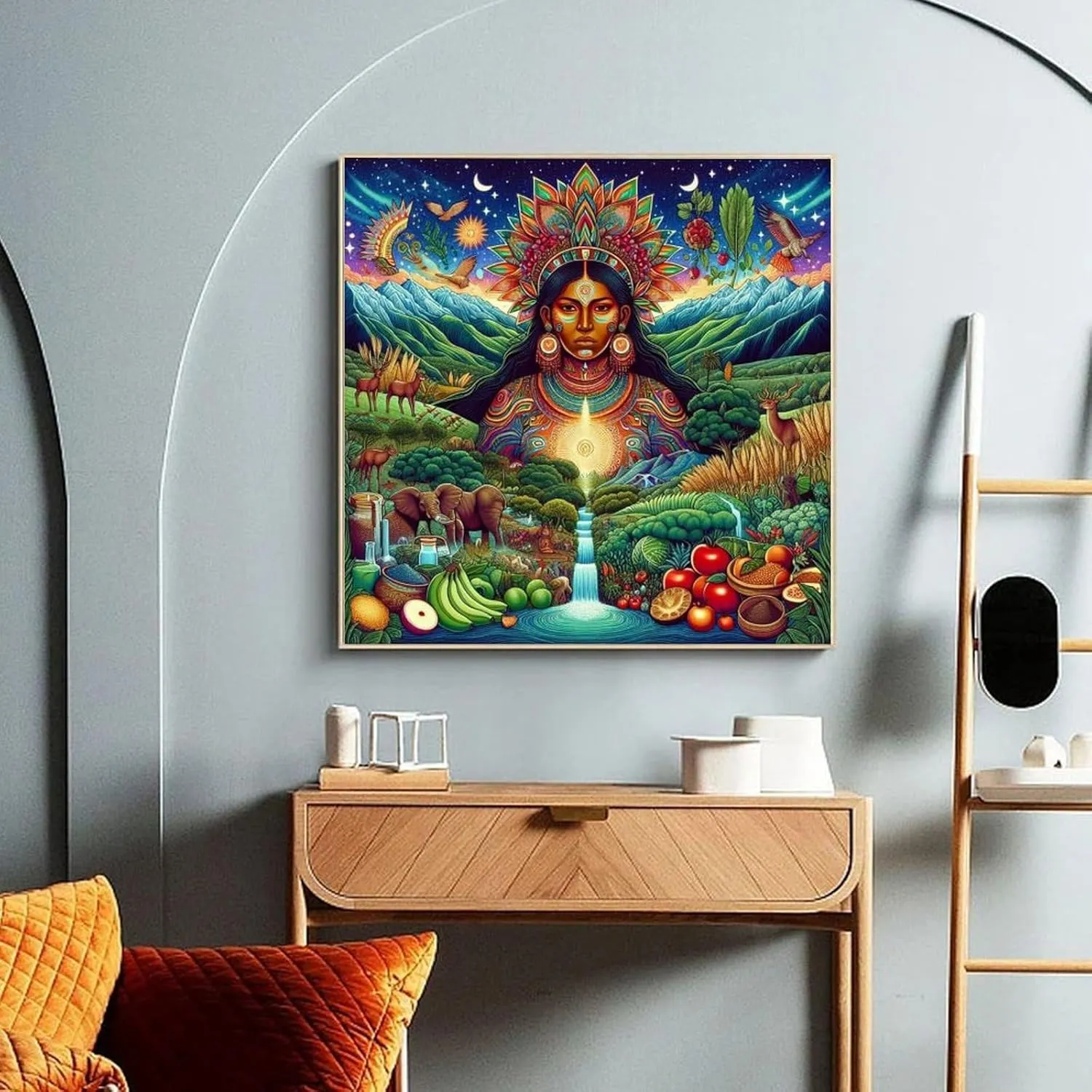 IGAWYPGV Pachamama, Inca-godin from The past to The Present, Inca-mythology Art Painting Poster1 Canvas Art Wall Printing Office Bedroom Aesthetic Living Room 24x24inch(60x60cm) Frame-style