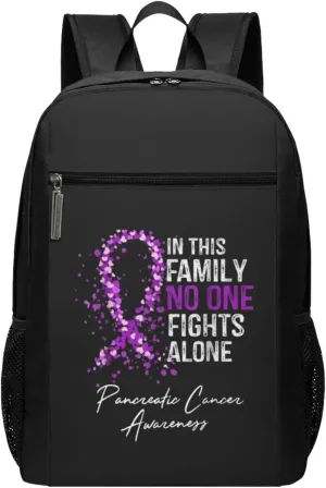 in This Family No One Fights Alone Pancreatic Cancer Travel Laptop Backpack, Business Anti Theft Slim Sturdy Laptops Backpacks, College Computer Bag Gift for Men & Women Fits 17 Inch Notebook,Black