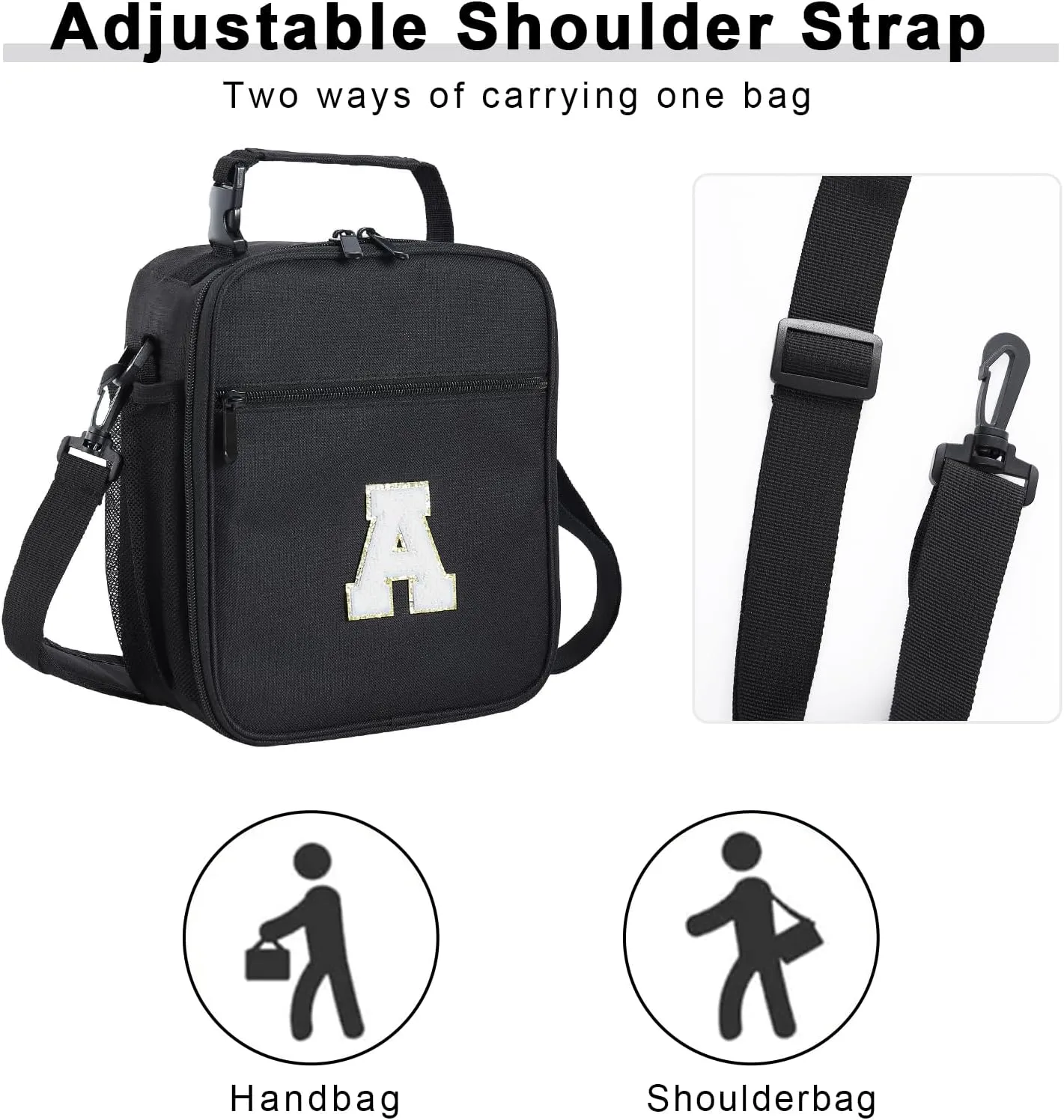 Initial Insulated Lunch Box For Womens/Mens Work，Personalized Monogrammed Lunch Bag With Adjustable Shoulder Strap For Teen Adult/Preppy,Birthday Gift