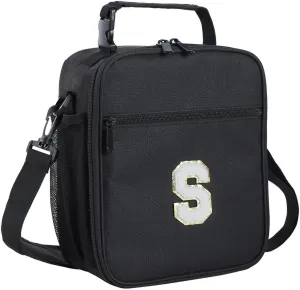 Initial Insulated Lunch Box For Womens/Mens Work，Personalized Monogrammed Lunch Bag With Adjustable Shoulder Strap For Teen Adult/Preppy,Birthday Gift