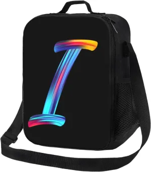 Initial Lunch Bag for Boys/Grils/Youth, Waterproof Reusable Portable Lunch Tote for Students, Colorful Men Women Lunch Box, Thermal Cooler Bag for Work, Travel, Picnic, Rainbow Letter I