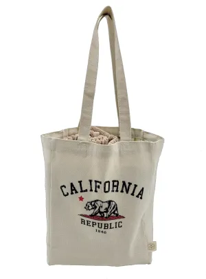 Ink Trendz® California Republic Grunge Bear 10oz. Vintage Natural Hemp Canvas Work, Beach, Shopping Bag Hemp Tote With Inner Zipper Pocket