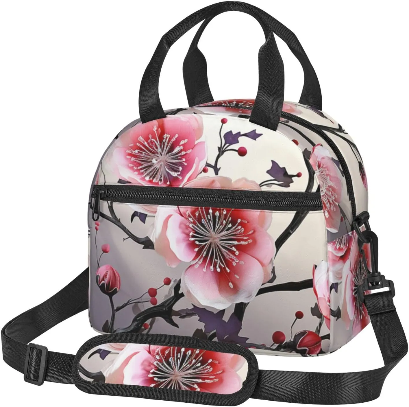 Insulated Lunch Bag for Women Men Reusable Lunchbox Floral Temperate Zone Plant Portable Lunch Box for Adult Work Picnic
