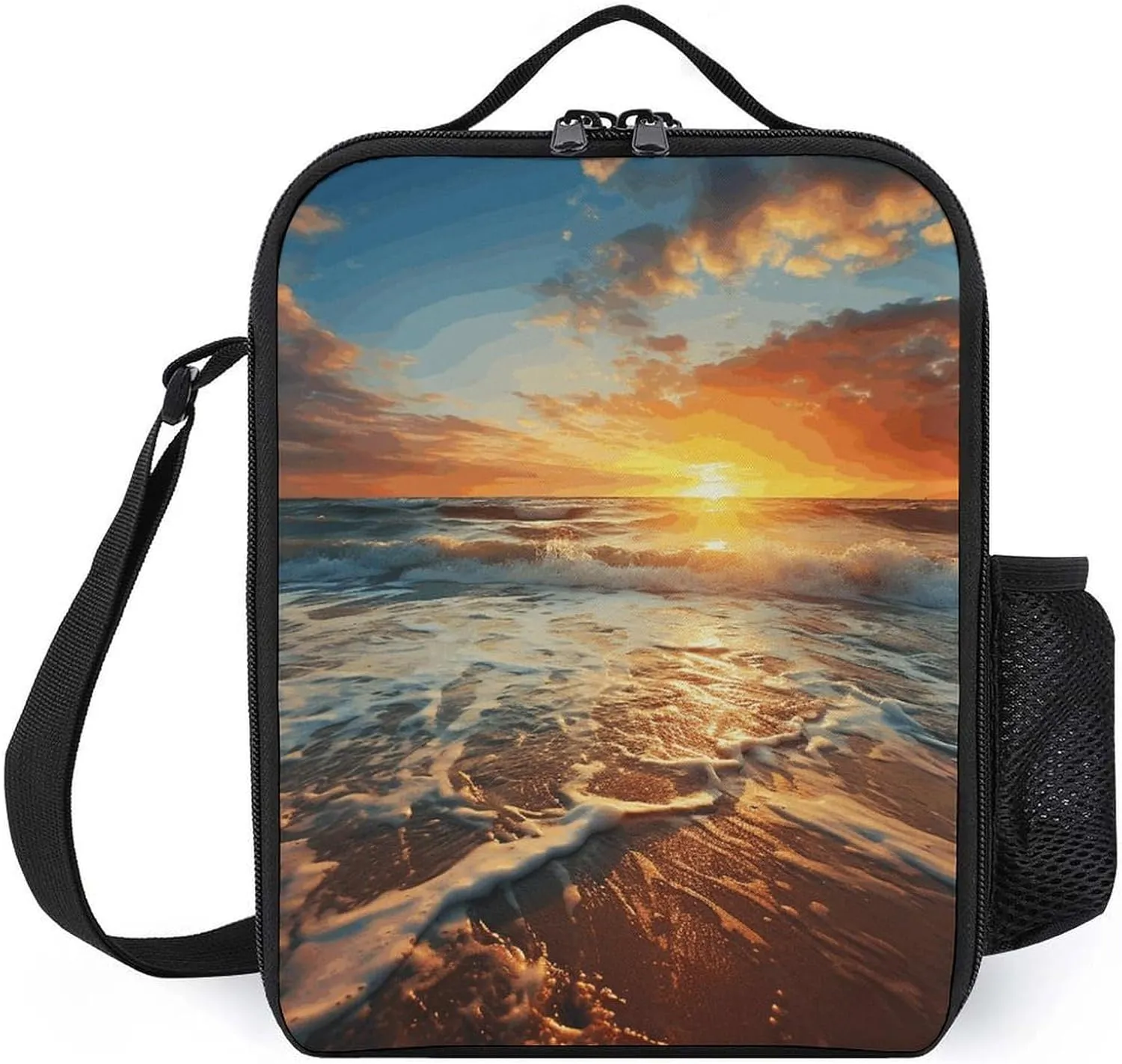 Insulated Lunch Bag Lunch Box for Women Men Ocean Sunrise Lunch Tote Bags for Work Office