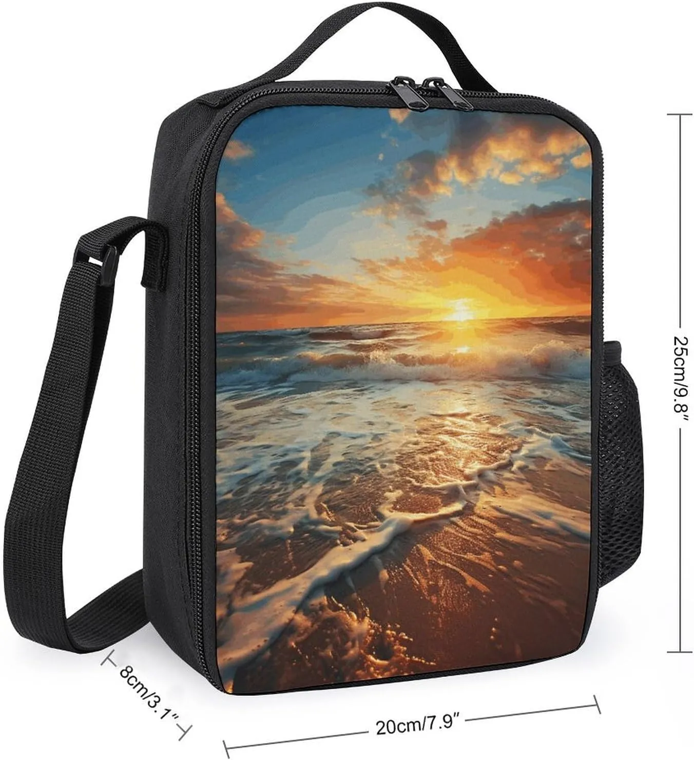 Insulated Lunch Bag Lunch Box for Women Men Ocean Sunrise Lunch Tote Bags for Work Office