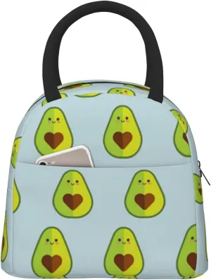 Insulated Lunch Bag Tote Avocado-Heart-Seed Reusable Lunch Box Container For Work,Office,Travel