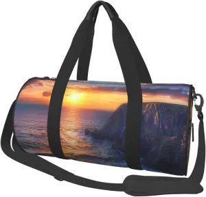 Ireland Sunset Seascape Printed Sports Gym Bag for Men Women Foldable Duffel Bag Carry On Weekender Bag for Travel Sports