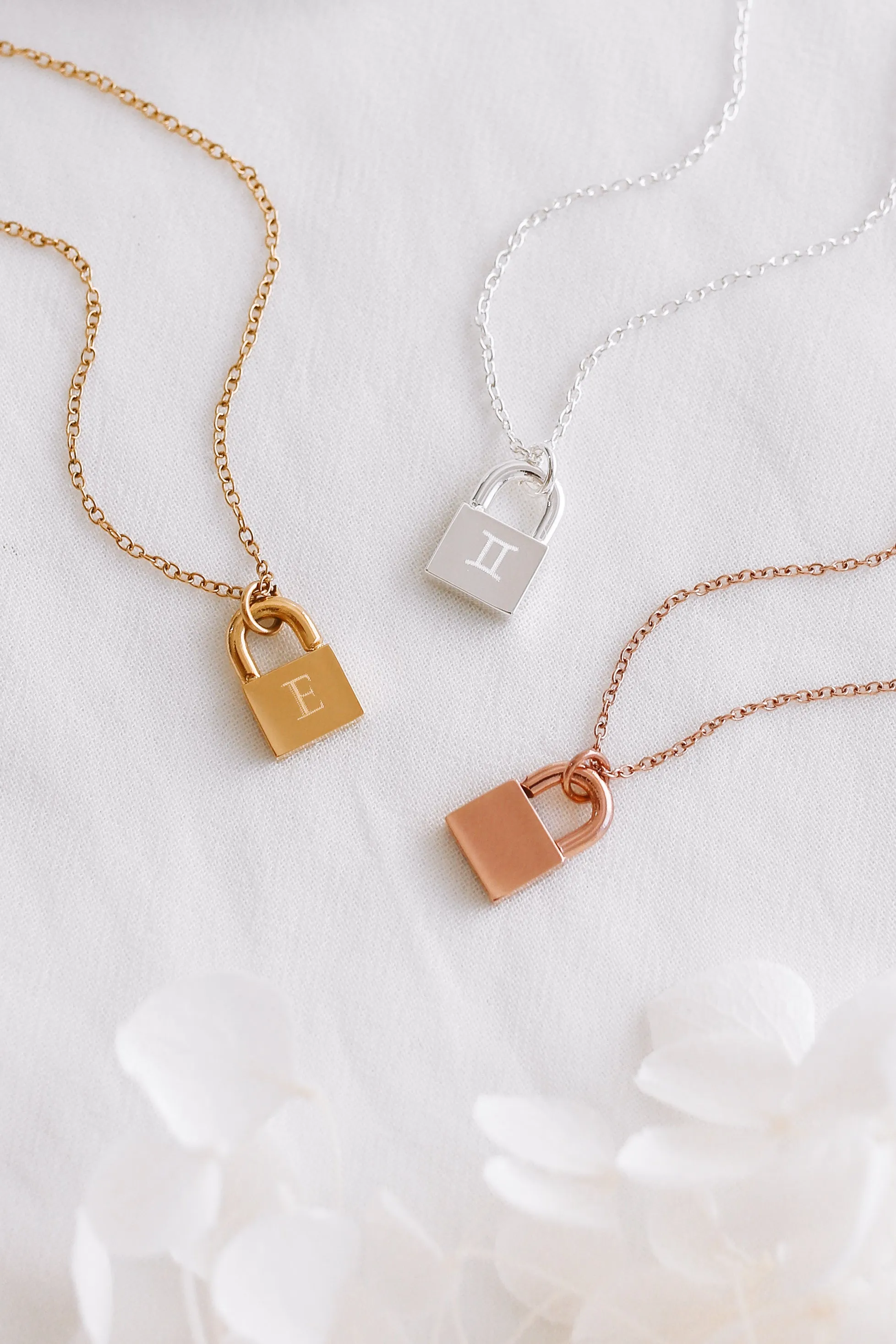 Isadora - Stainless Steel Padlock Engraved Necklace