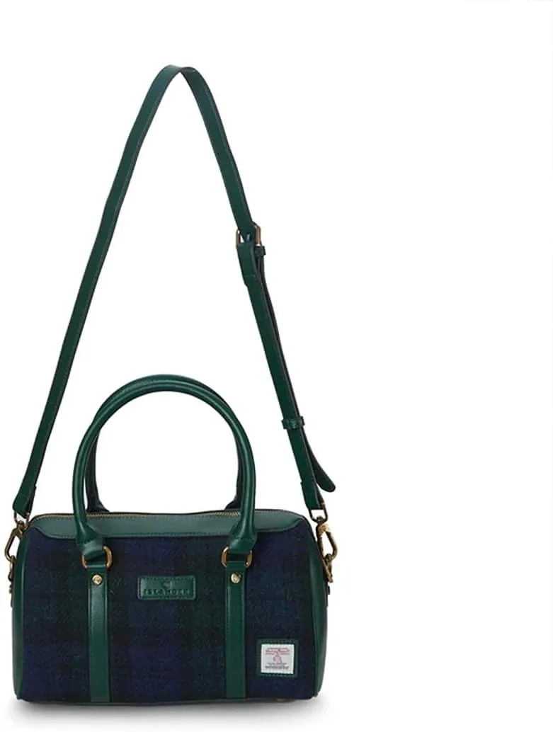 Islander The Medium Duffel Harris Tweed & Microfibre Leather (Black Watch Tartan)