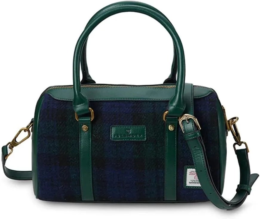 Islander The Medium Duffel Harris Tweed & Microfibre Leather (Black Watch Tartan)
