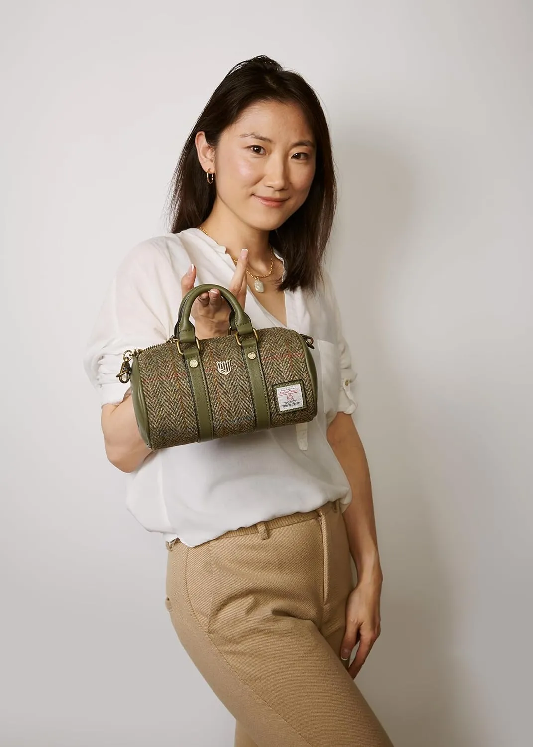 Islander® The Mini Duffel - Ladies Small Shoulder Bag with Harris Tweed, Chestunt Harringbone