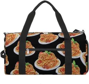 Italy Pasta Noodle Gym Bag for Men Women Travel Duffle Bags with Shoes Compartment Swim Dance Yoga