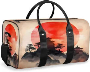 Japanese Chinese Oriental Art Travel Duffle Bag, Sports Gym Bags for Women Men, Carry On Weekender Overnight Workout Airplane Trips Bag
