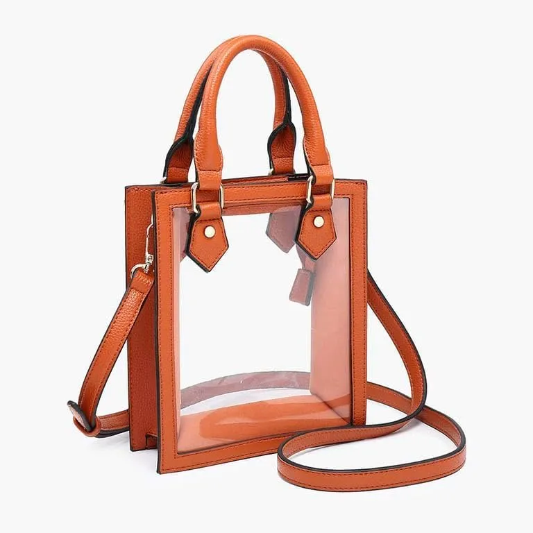 JEN & CO. Elisa - Clear Dual Handle Adjustable Strap - Vegan Leather Crossbody Handbag Purse