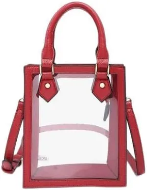 JEN & CO. Elisa - Clear Dual Handle Adjustable Strap - Vegan Leather Crossbody Handbag Purse
