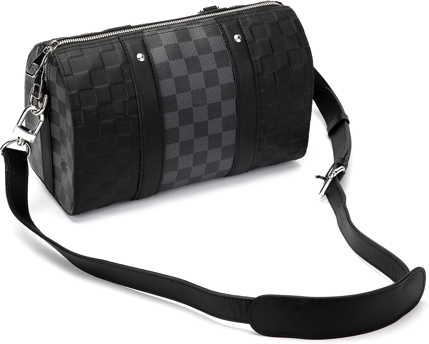 jiesinlov Genuine Leather Strap Replacement Crossbody Adjustable with Shoulder Strap Pads for Keep All 45 50 55 60 Travel Duffel Bags (Black1.0in)