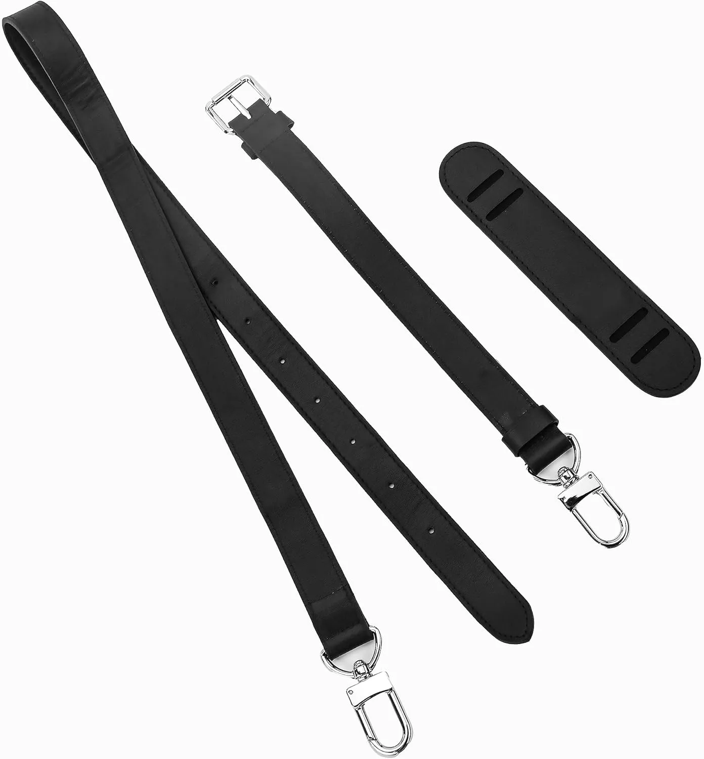 jiesinlov Genuine Leather Strap Replacement Crossbody Adjustable with Shoulder Strap Pads for Keep All 45 50 55 60 Travel Duffel Bags (Black1.0in)