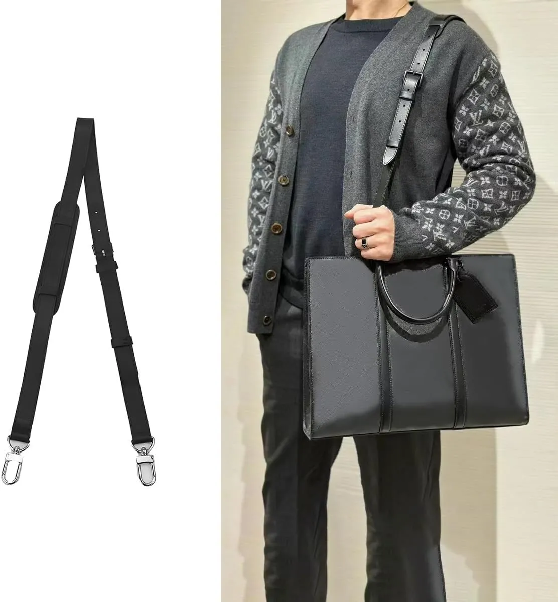 jiesinlov Genuine Leather Strap Replacement Crossbody Adjustable with Shoulder Strap Pads for Keep All 45 50 55 60 Travel Duffel Bags (Black1.0in)