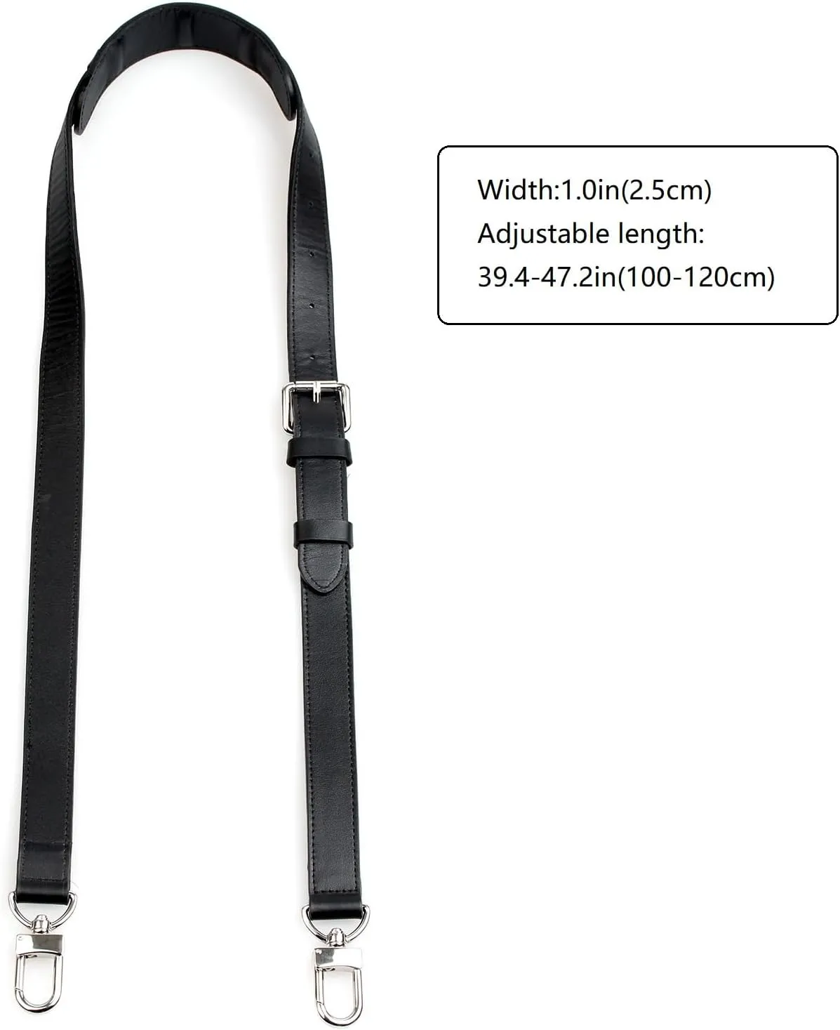 jiesinlov Genuine Leather Strap Replacement Crossbody Adjustable with Shoulder Strap Pads for Keep All 45 50 55 60 Travel Duffel Bags (Black1.0in)
