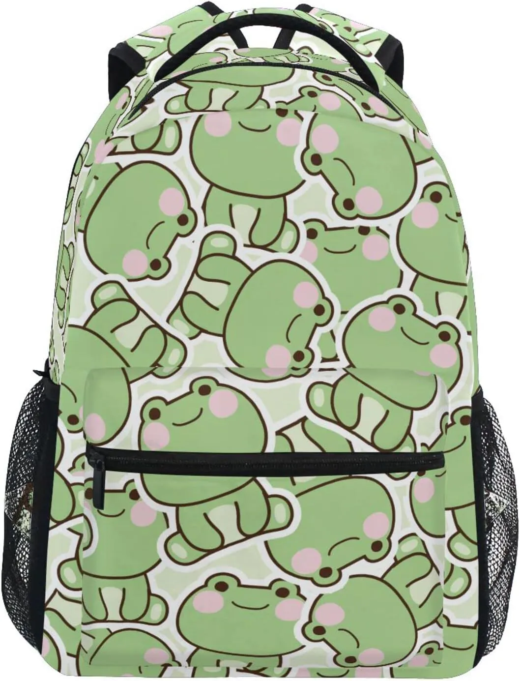 JIPONI Cute Frog Sitting Pose Backpack For Girls Boys, Student School Bag Bookbag Travel Laptop Backpack Purse Daypack
