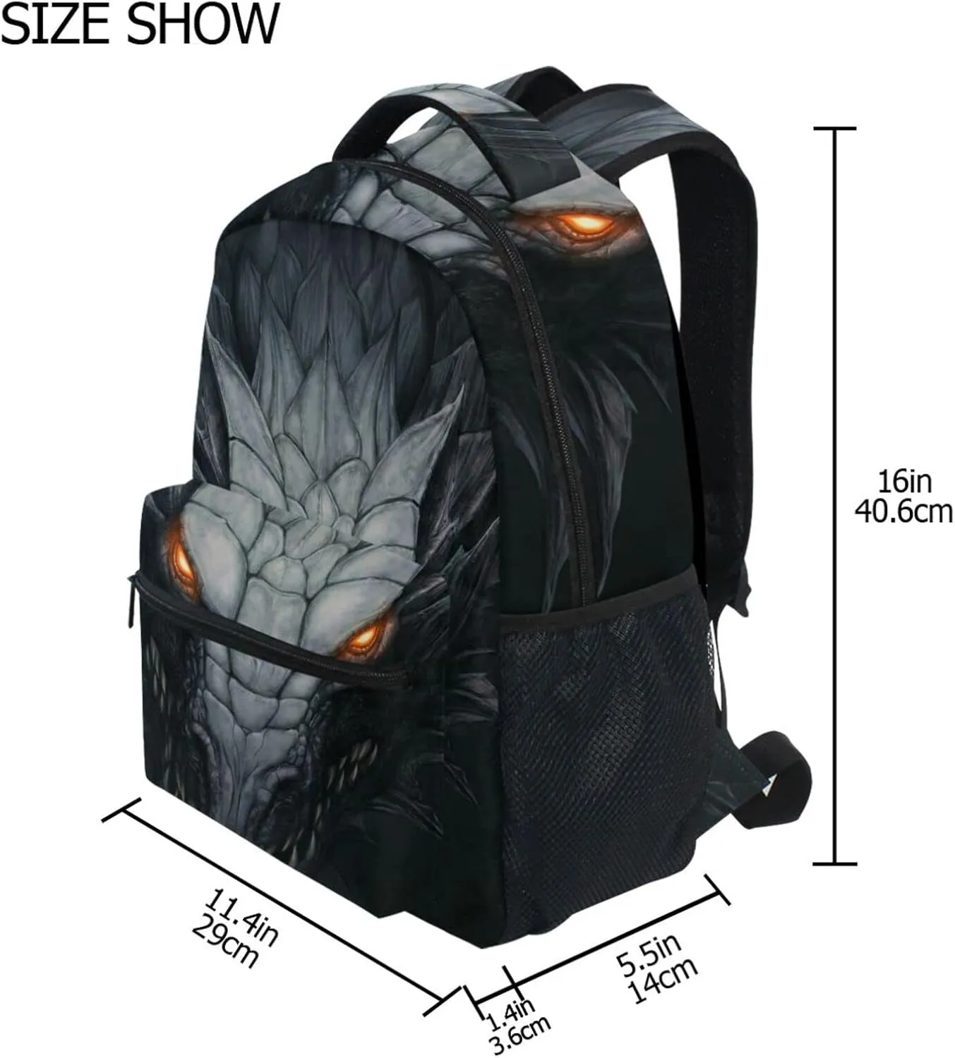 JIPONI Silver Dragon in The Dark Backpack For Girls Boys, Student School Bag Bookbag Travel Laptop Backpack Purse Daypack