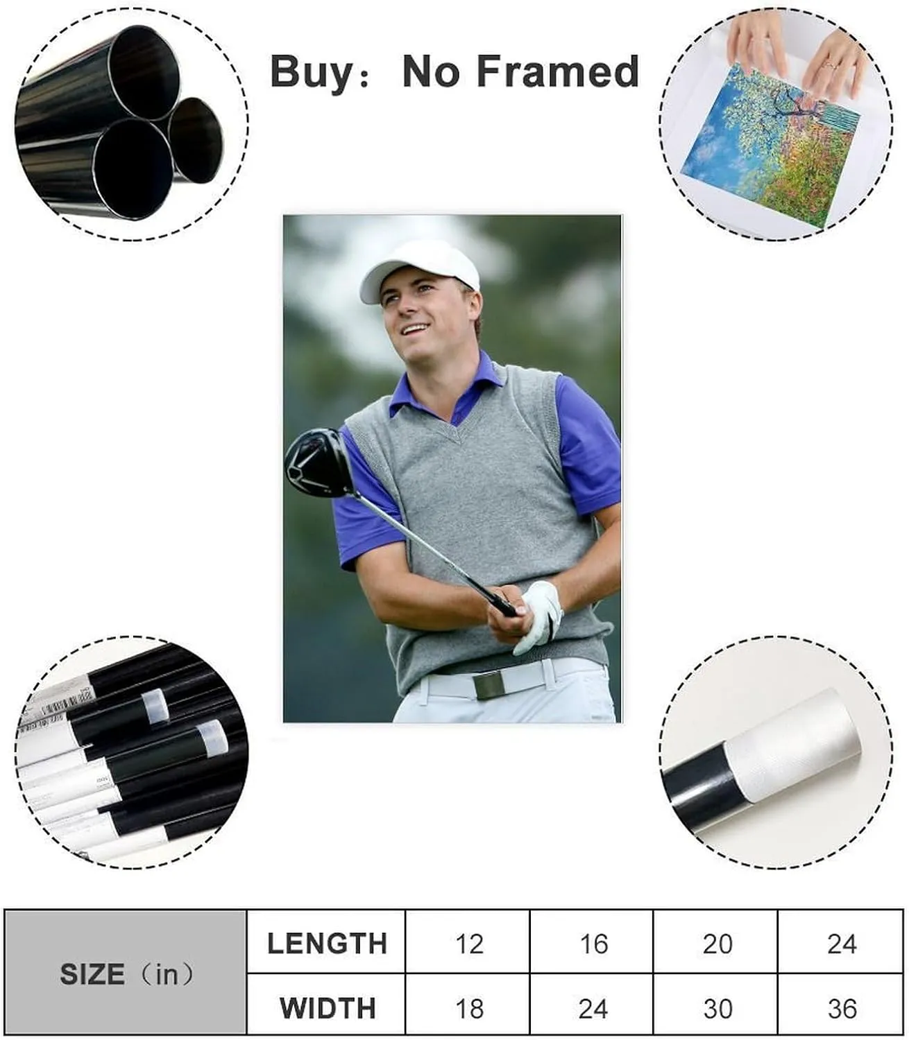 Jordan Spieth Golf Poster00 Canvas Poster Wall Art Decor Print Picture Paintings for Living Room Bedroom Decoration Unframe:20x30inch(50x75cm)