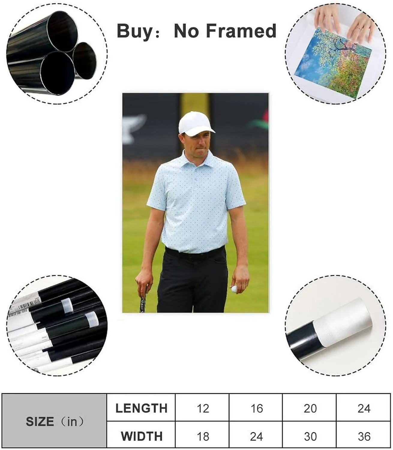 Jordan Spieth Golf Poster01 Canvas Poster Wall Art Decor Print Picture Paintings for Living Room Bedroom Decoration Unframe:24x36inch(60x90cm)