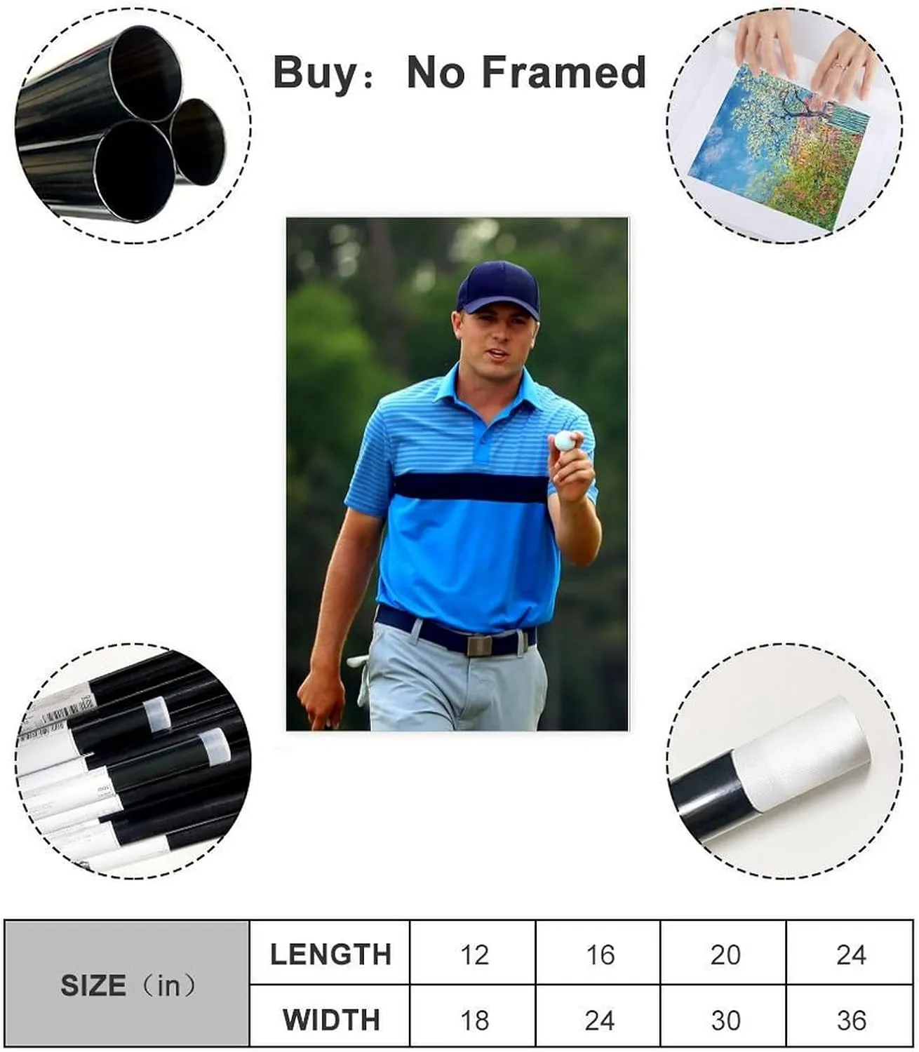 Jordan Spieth Golf Poster111 Canvas Poster Wall Art Decor Print Picture Paintings for Living Room Bedroom Decoration Unframe:20x30inch(50x75cm)