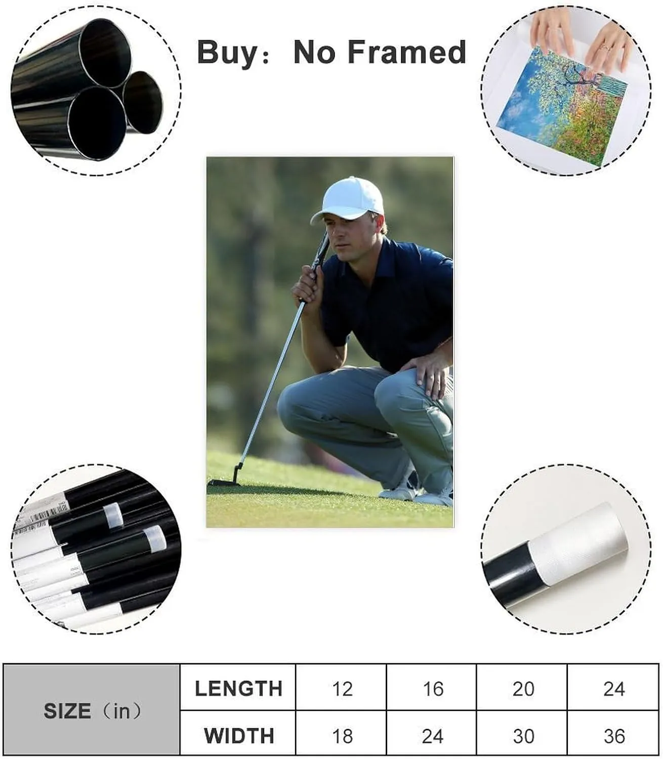 Jordan Spieth Golf Poster29 Canvas Poster Wall Art Decor Print Picture Paintings for Living Room Bedroom Decoration Unframe:20x30inch(50x75cm)