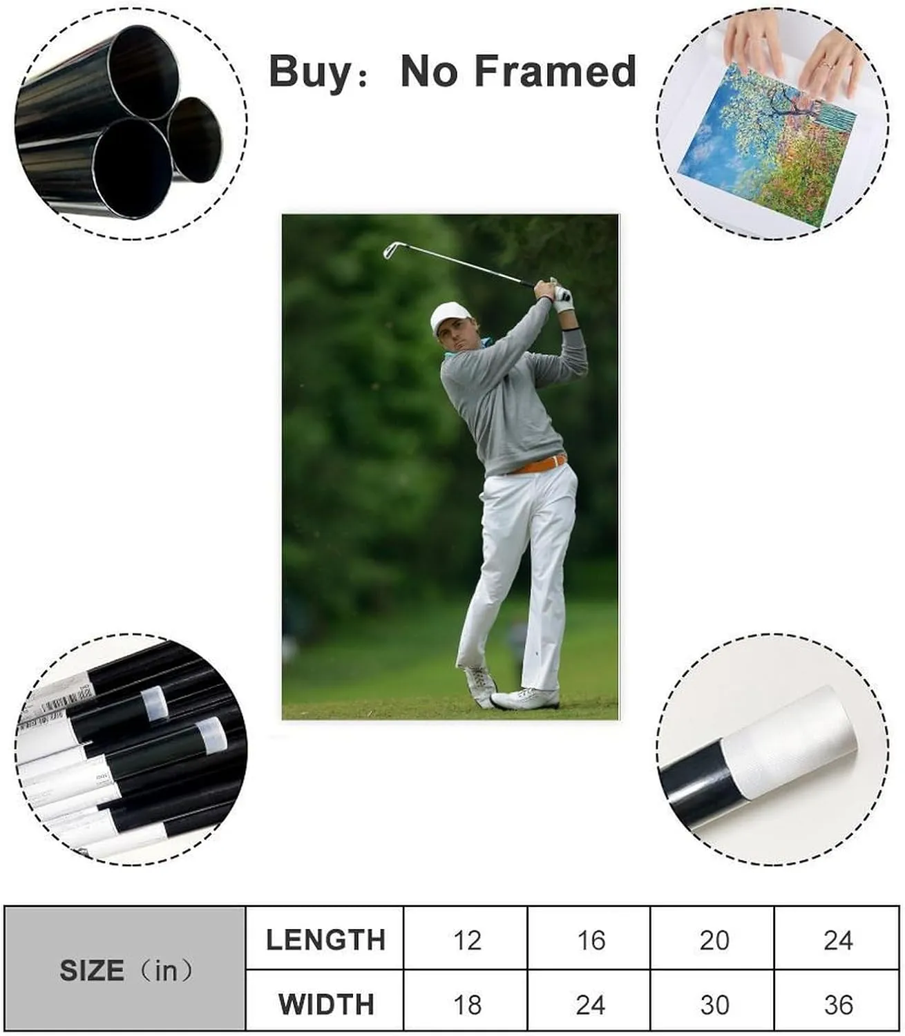 Jordan Spieth Golf Poster71 Canvas Poster Wall Art Decor Print Picture Paintings for Living Room Bedroom Decoration Unframe:16x24inch(40x60cm)
