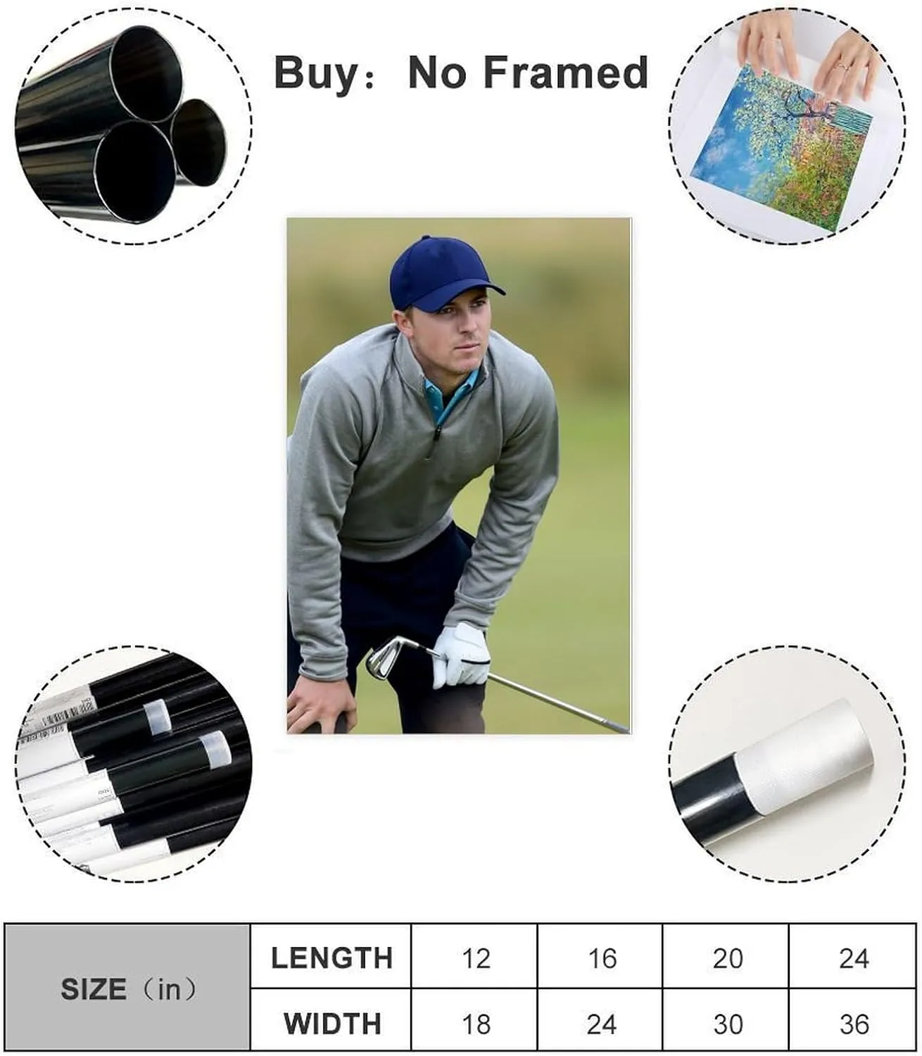 Jordan Spieth Golf Poster82 Canvas Poster Wall Art Decor Print Picture Paintings for Living Room Bedroom Decoration Unframe:24x36inch(60x90cm)