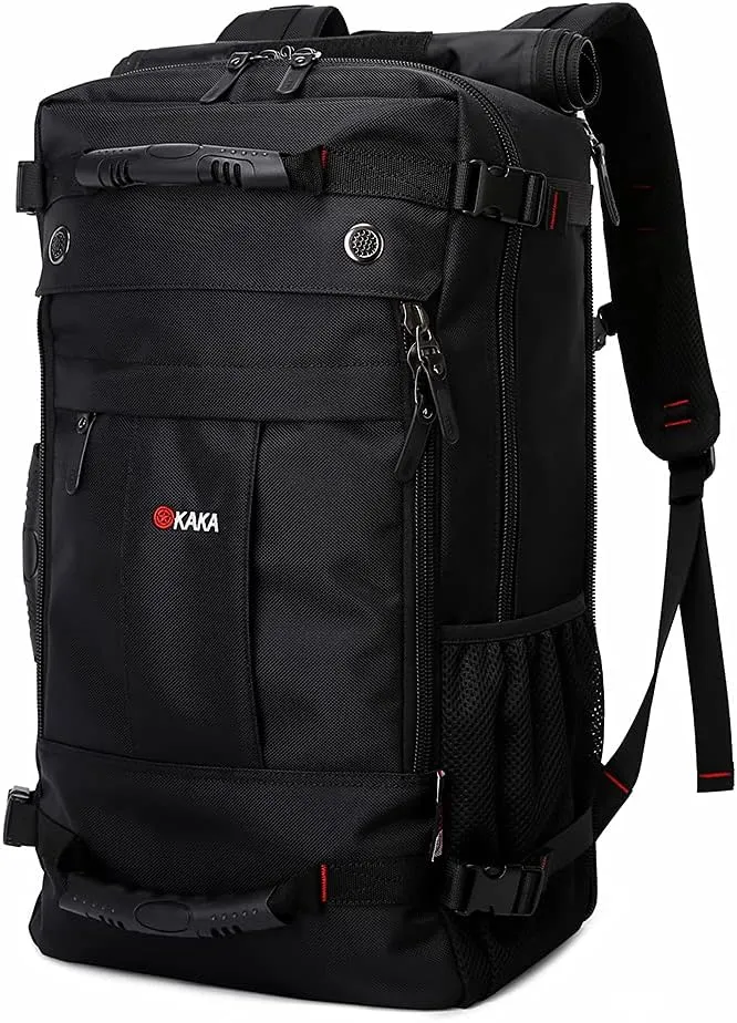 KAKA Travel Backpack,Carry-On Bag Water Resistant Flight Approved Weekender duffle backpack Rucksack Daypack for Men Women (Black upgrade)