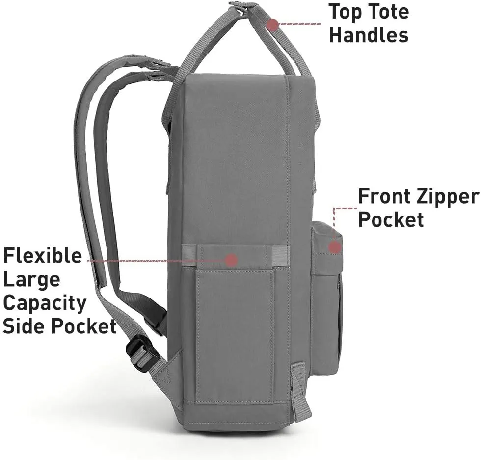 KALIDI Casual Laptop Backpack 15 Inches Classic Camping Rucksack Travel Outdoor Square Daypack College Hiking Gym Bag, Grey