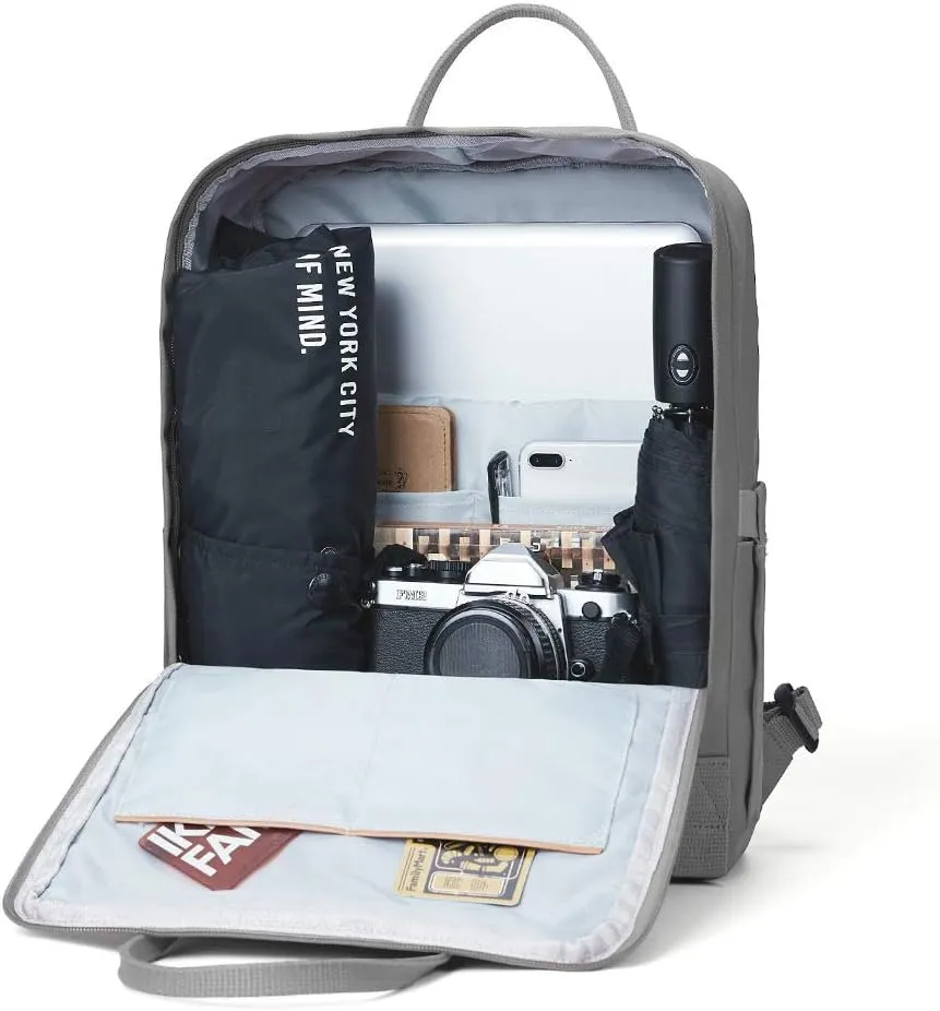 KALIDI Casual Laptop Backpack 15 Inches Classic Camping Rucksack Travel Outdoor Square Daypack College Hiking Gym Bag, Grey