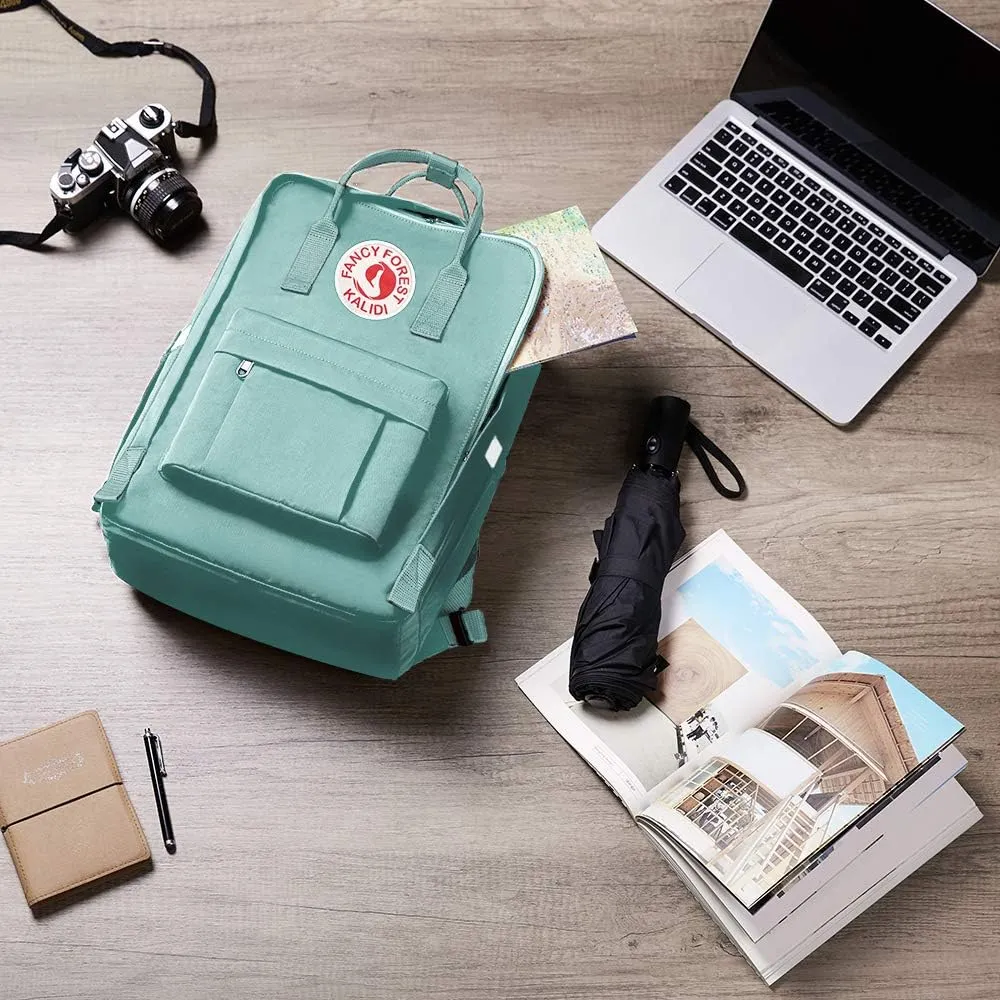 KALIDI Casual Laptop Backpack 15 Inches Classic Camping Rucksack Travel Outdoor Square Daypack College Hiking Gym Bag, Mint Green