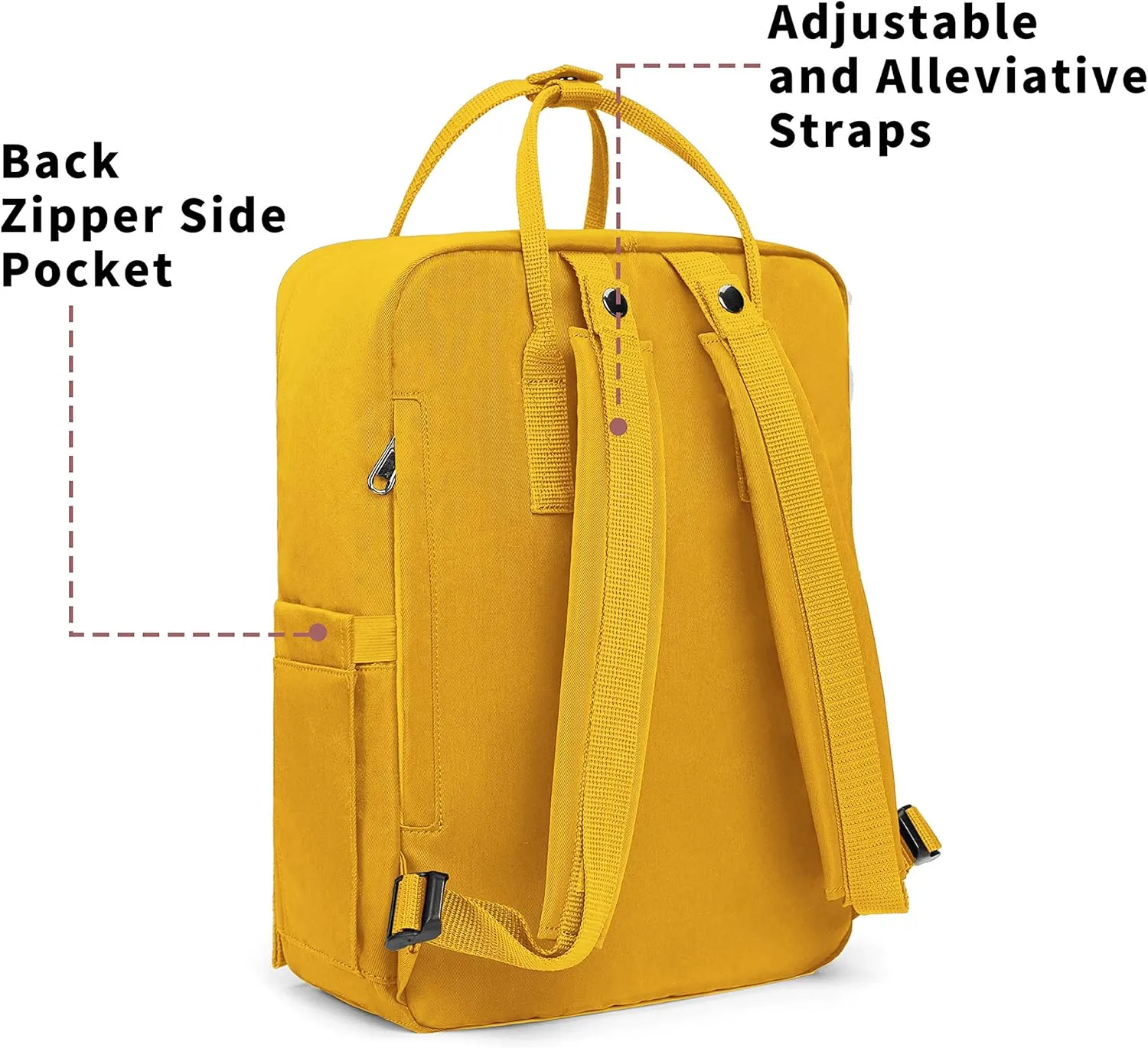KALIDI Casual Laptop Backpack 15 Inches Classic Camping Rucksack Travel Outdoor Square Daypack College Hiking Gym Bag, Yellow