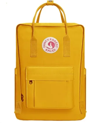 KALIDI Casual Laptop Backpack 15 Inches Classic Camping Rucksack Travel Outdoor Square Daypack College Hiking Gym Bag, Yellow