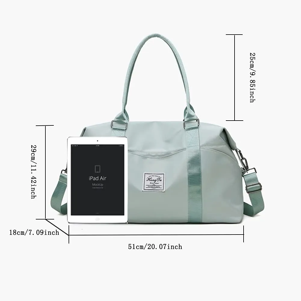KARRESLY Travel Duffel Bag for Women,Shoulder Weekender Overnight Bag Sports Gym Tote Bag,Waterproof(Sky Blue) free size