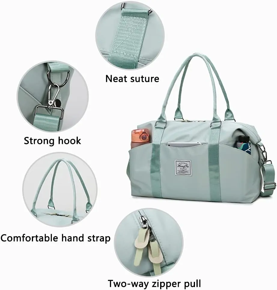 KARRESLY Travel Duffel Bag for Women,Shoulder Weekender Overnight Bag Sports Gym Tote Bag,Waterproof(Sky Blue) free size