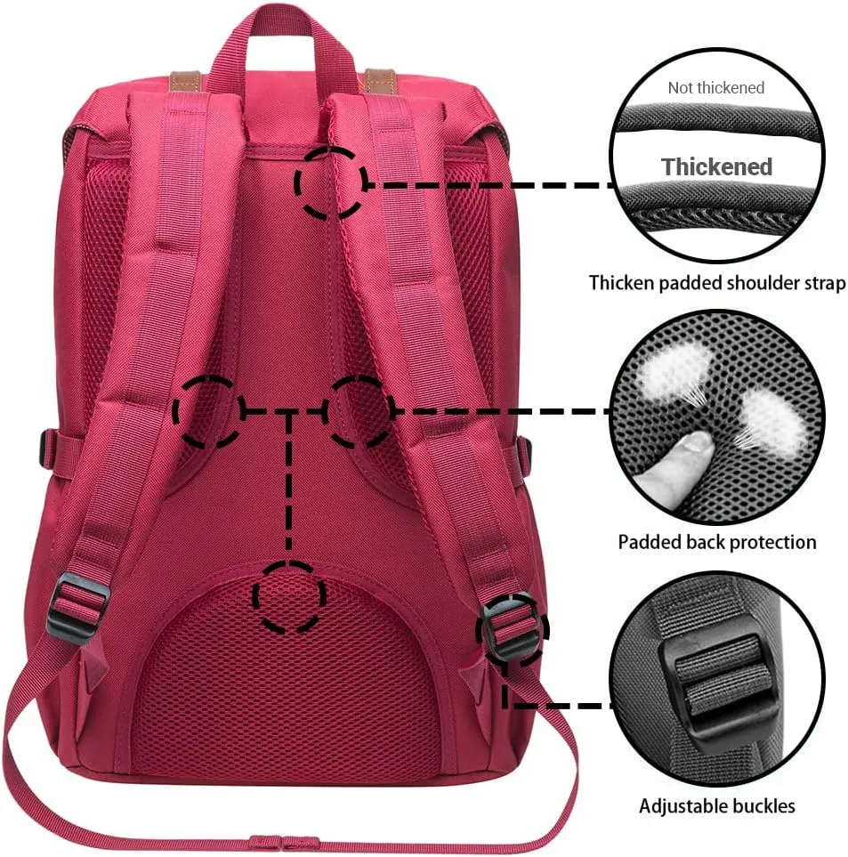 KAUKKO Laptop Backpack Travel Outdoor Weekend Bag Carry on Daypack Stylish and Durable Rucksack Hiking Backpack Fits 15.6"(5-7-Red)