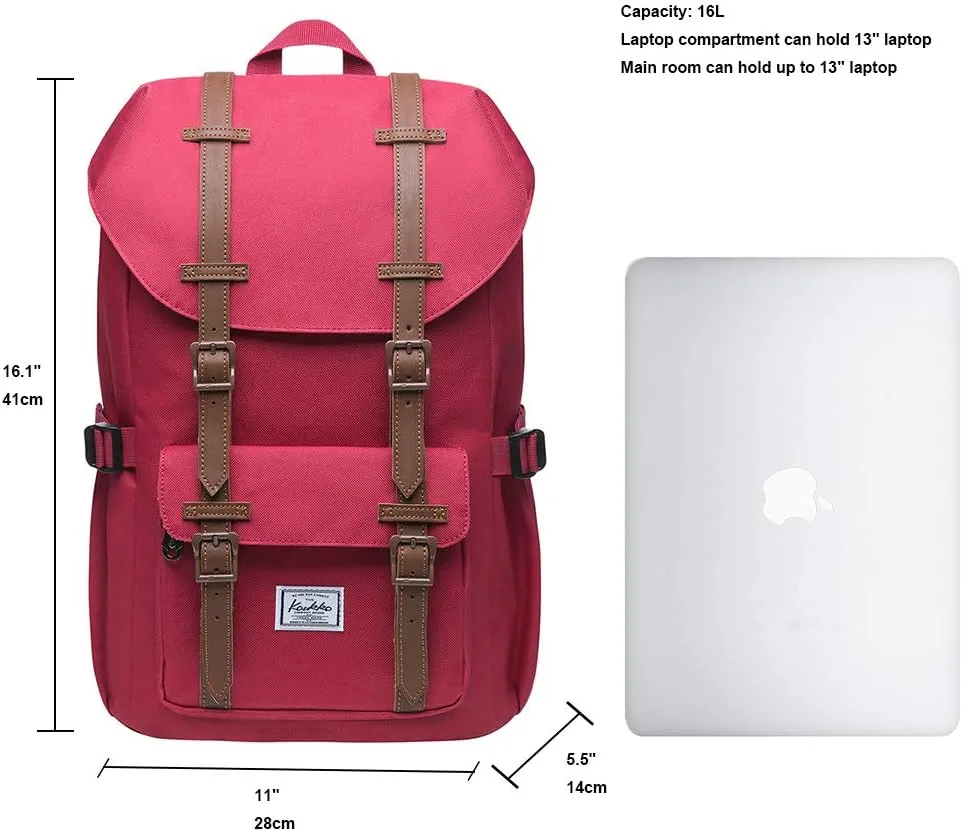KAUKKO Laptop Backpack Travel Outdoor Weekend Bag Carry on Daypack Stylish and Durable Rucksack Hiking Backpack Fits 15.6"(5-7-Red)